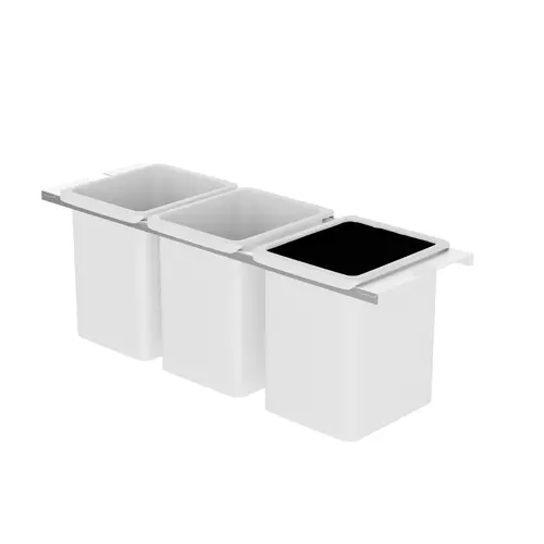 Base Pull-Out Utility Kit, Dispensa 3 storage boxes, 1 knife block 4 1/2" 4 1/2" width, silver Silver/White