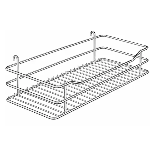 Hanging basket, For base unit pull out, Hafele Dim. (W x D x H) 230 x 460 x 80 mm Basket: Chrome plated, Basket: Chrome plated shelf: White