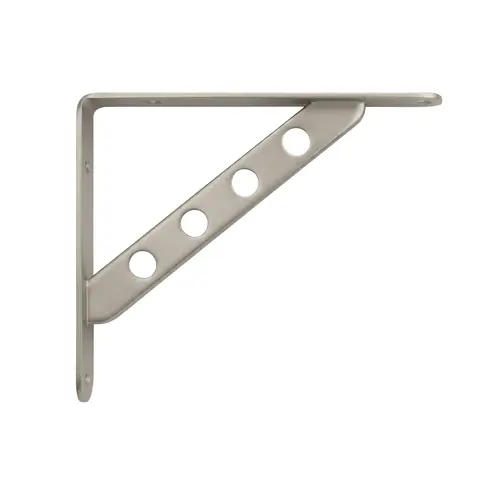 Shelf Support Bracket, Steel Material, 9-13/16" Overall Width, 7-5/8" Vertical Arm Height, Satin Nickel Finish