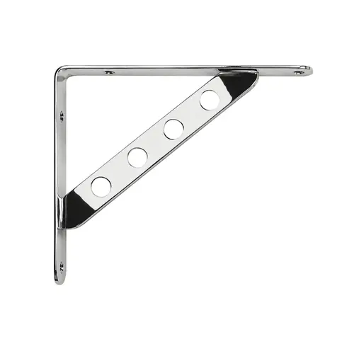 Shelf Support Bracket, Steel Material, 9-13/16" Overall Width, 7-5/8" Vertical Arm Height, Polished Chrome Finish