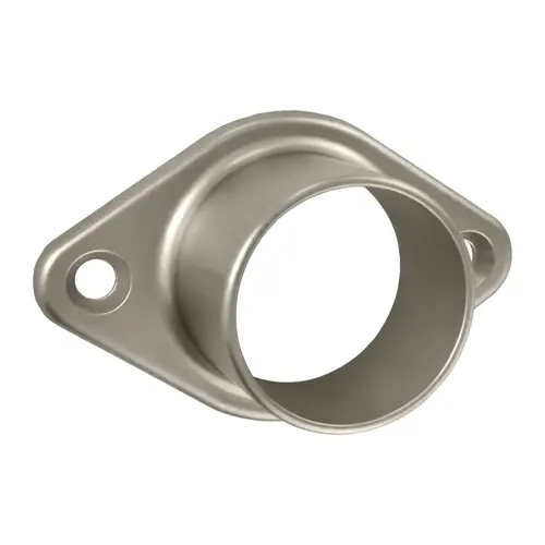 Oval Closed Flange, Zinc material, 1" and 1-1/16" Tubing Diameter, 2-5/8" Overall Width, 1-3/4" Overall Height, Satin Nickel finish