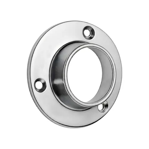 Round Closed Flange, Zinc Material, 1-1/4" and 1-5/16" Tubing Diameter, 2-3/4" Flange Outside Diameter, Polished Chrome Finish