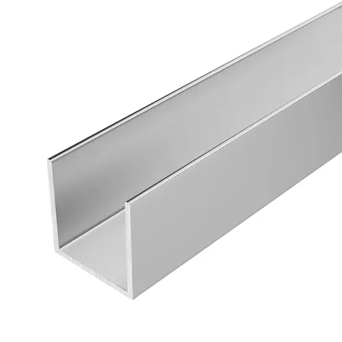 U-Channel Utility Moulding, Aluminum material, 3/4" Height, 3/4" Width, 1/16" Thickness, Satin Clear Anodized Finish
