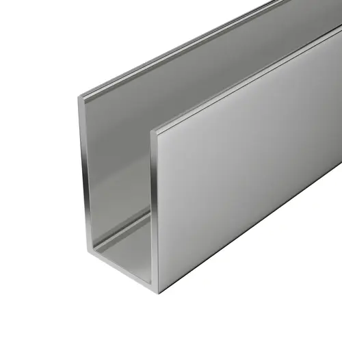 Edge Moulding, Stainless Steel Material, 72" Length, 9/32" Width, 1/4" Inside Width, 1/2" Height, Bright Annealed Stainless Finish