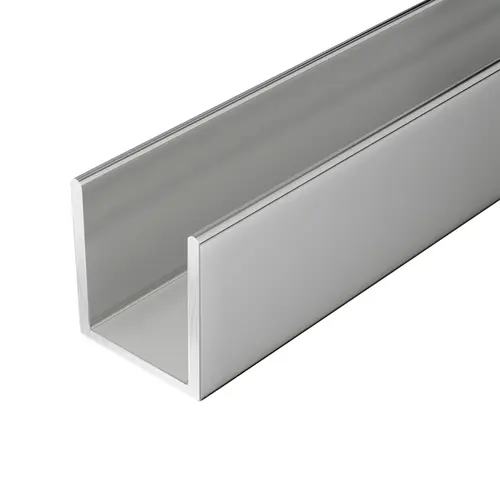 Edge Moulding, Stainless Steel Material, 72" Length, 9/32" Width, 1/4" Inside Width, 5/16" Height, Bright Annealed Stainless Finish