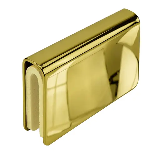 Strike Plate, Steel Material, Wrap Around Glass Mount, 1-5/8" Length, 15/16" Height, Polished Brass Finish