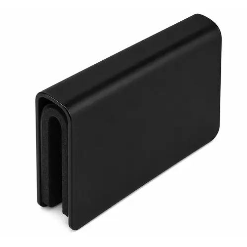 Strike Plate, Steel Material, Wrap Around Glass Mount, 1-5/8" Length, 15/16" Height, Black Finish