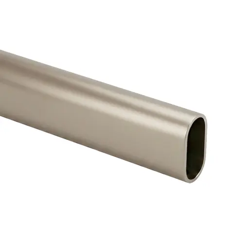 Oval Aluminum Tubing, Aluminum Material, 96" Length, 19/32" Outside Width, 1-3/16" Outside Height, Satin Nickel Finish