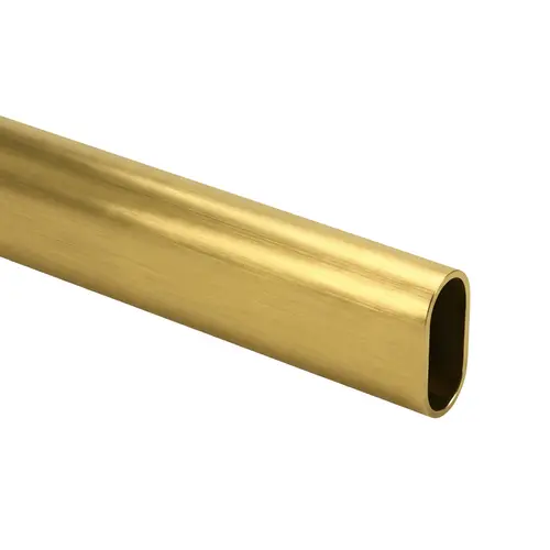 Oval Aluminum Tubing, Aluminum Material, 96" Length, 19/32" Outside Width, 1-3/16" Outside Height, Satin Brass Finish