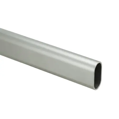Oval Aluminum Tubing, Aluminum Material, 96" Length, 19/32" Outside Width, 1-3/16" Outside Height, Dull Chrome Finish