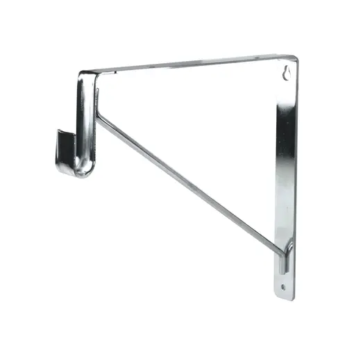 Shelf And Rod Bracket, Steel Material, Wall Mount Installation, 11-3/4" Overall Width, Polished Chrome Finish