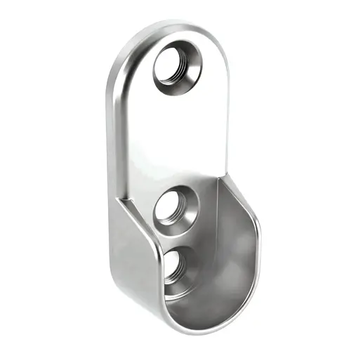 Oval Open Flange, Zinc Material, Open Flange Mount, 1-23/32" Overall Height, 29/32" Mounting Hole Center-to-Center, Polished Chrome Finish