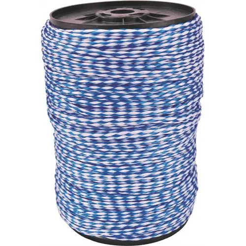 1/4" 50 ft Blue/White Hollow Braid Polypro Rope Reel