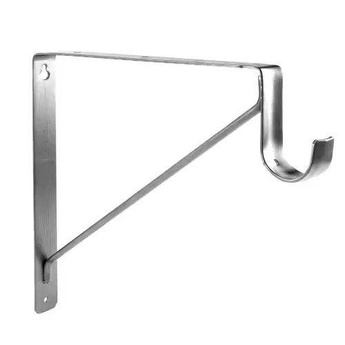 Shelf And Rod Bracket, Stainless Steel Material, Wall Mount Installation, 12-3/4" Overall Width, 10-3/4" Overall Height, Stainless Steel Finish