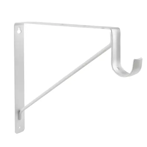 Shelf And Rod Bracket, Steel Material, Wall Mount Installation, 12-3/4" Overall Width, 10-3/4" Overall Height, White Finish