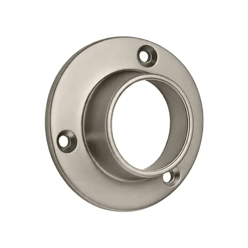 Round Closed Flange, Zinc Material, 1-1/4" and 1-5/16" Tubing Diameter, 2-3/4" Flange Outside Diameter, Satin Nickel Finish