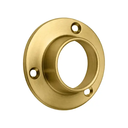 Round Closed Flange, Zinc Material, 1-1/4" and 1-5/16" Tubing Diameter, 2-3/4" Flange Outside Diameter, Satin Brass Finish