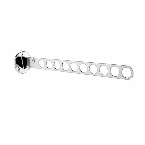 Drop Down Valet Rod, Steel Material, 17" Projection, 10 Holes, Closet Organization Accessory, Polished Chrome Finish