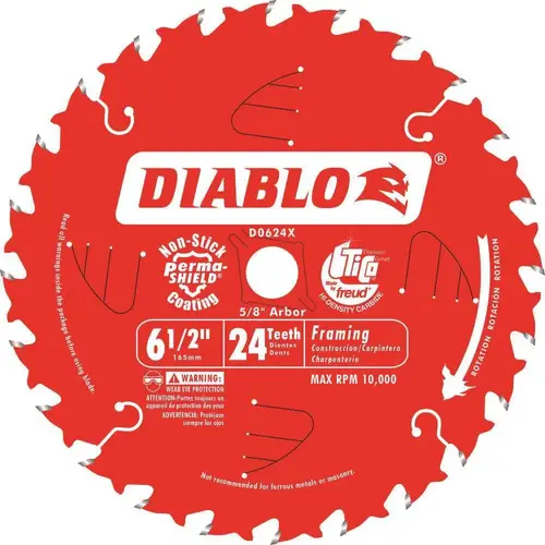 DIABLO 6-1/2 in. x 24-Teeth Framing Saw Blade Red DIABLO 6-1/2 in. x 24-Teeth Framing Saw Blade Red