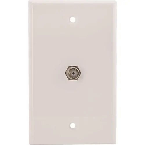 1-Gang Catv F-Type Connector with Wallplate, Plastic, White 1-Gang Catv F-Type Connector with Wallplate, Plastic, White