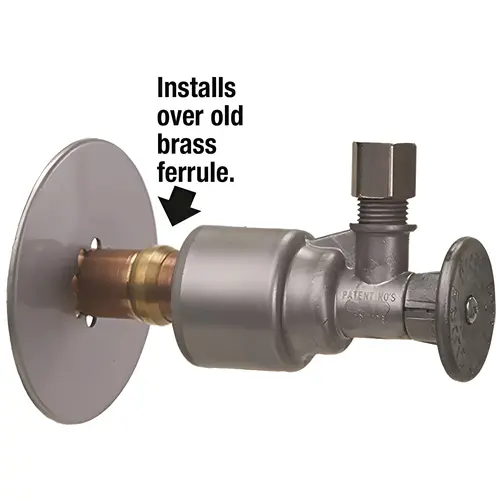 PUSHON R-Series Supply Stop Valve, 1/2" Nom. x 3/8" OD Compression, Brushed Chrome PUSHON R-Series Supply Stop Valve, 1/2" Nom. x 3/8" OD Compression, Brushed Chrome