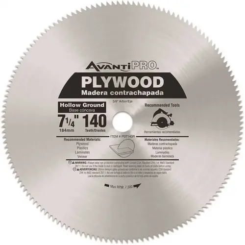 Avanti Pro 7-1/4 in. x 140-Teeth Plywood Saw Blade Silver Avanti Pro 7-1/4 in. x 140-Teeth Plywood Saw Blade Silver