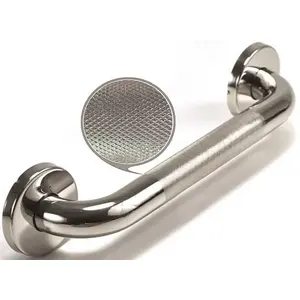 WingIts WGB5PSKN18 Premium Series 18 in. x 1.25 in. Diamond Knurled Grab Bar in Polished Stainless Steel (21 in. Overall Length)