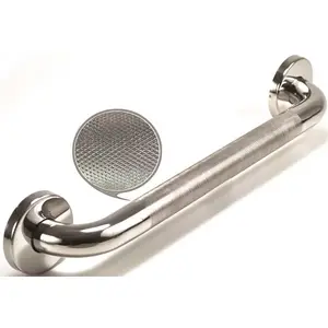 WingIts WGB5PSKN24 Premium Series 24 in. x 1.25 in. Diamond Knurled Grab Bar in Polished Stainless Steel (27 in. Overall Length)