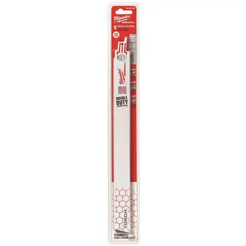 Reciprocating Saw Blade, 1 in W, 12 in L, 14 TPI, Bi-Metal Cutting Edge White - pack of 5 Reciprocating Saw Blade, 1 in W, 12 in L, 14 TPI, Bi-Metal Cutting Edge White - pack of 5