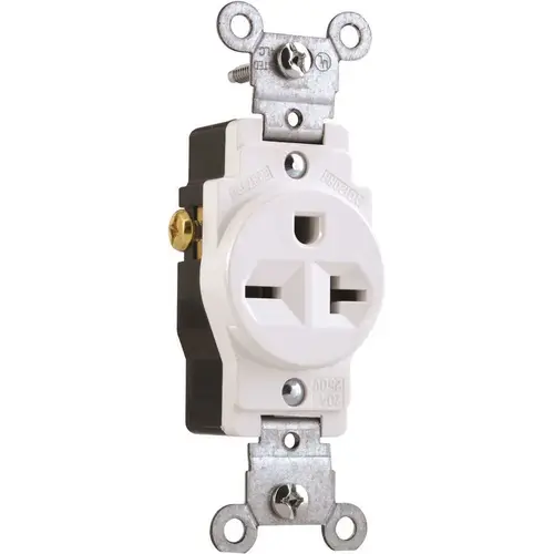 Nema 6-20R 20 Amp 250-Volt Commercial Grade Single Receptacle White