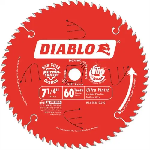 DIABLO 7-1/4 in. x 60-Tooth Fine Saw Blade Red
