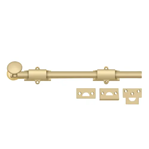 12" Surface Bolt, HD in Brushed Brass 12" Surface Bolt, HD in Brushed Brass