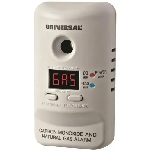 PLUG IN COMBINATION CARBON MONOXIDE AND NATURAL GAS DETECTOR WITH DIGITAL DISPLAY Classic White PLUG IN COMBINATION CARBON MONOXIDE AND NATURAL GAS DETECTOR WITH DIGITAL DISPLAY Classic White