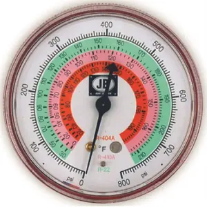 JB INDUSTRIES M2-465 PRESSURE GAUGE FOR R22/R404A/R-410A 2-1/2 IN Red