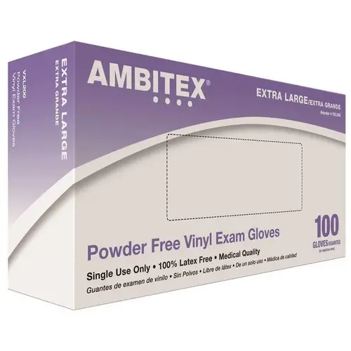 X-Large Vinyl Powder-Free Exam Gloves -100 Gloves clear - pack of 100