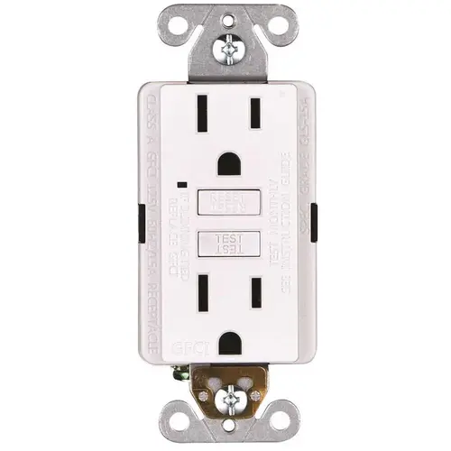 15-Amp 125-Volt GFCI Duplex Outlet, GFI Receptacle with Indicator Light, Wall Plate Included, White Pack of 10