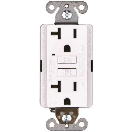 20-Amp 125-Volt GFCI Duplex Outlet, GFI Receptacle with Indicator Light, Wall Plate Included, White Pack of 10