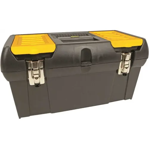 Tool Box with Tray, 4.7 gal, Plastic, Black, 5-Compartment Tool Box with Tray, 4.7 gal, Plastic, Black, 5-Compartment