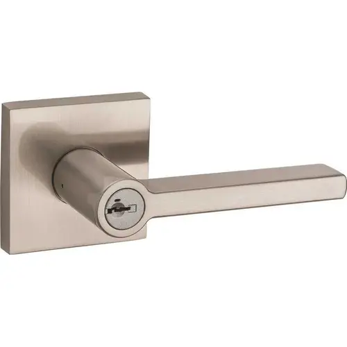 Halifax Satin Nickel Square Keyed Entry Door Lever Featuring SmartKey Security Halifax Satin Nickel Square Keyed Entry Door Lever Featuring SmartKey Security