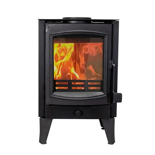 Cleveland Iron Works St. Claire Wood Stove, 16.7 in W, 14.6 in D, 26.7 in H, 130 lb Heating, Cast Iron, Black