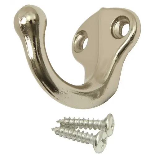 WARDROBE HOOK, BRIGHT NICKEL