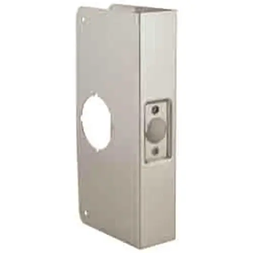 4 S V 2-3/4" Backset 1-3/4" Door 4-1/4" x 9" Wrap Around Plate with Recessed Latch Area - Satin Stainless Steel 4 S V 2-3/4" Backset 1-3/4" Door 4-1/4" x 9" Wrap Around Plate with Recessed Latch Area - Satin Stainless Steel