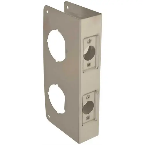 DON-JO WRAP-AROUND, LOCKSET AND DEADLOCK PLATE, 9 IN., SILVER, 2-3/8 IN. BACK SET Satin Stainless Steel