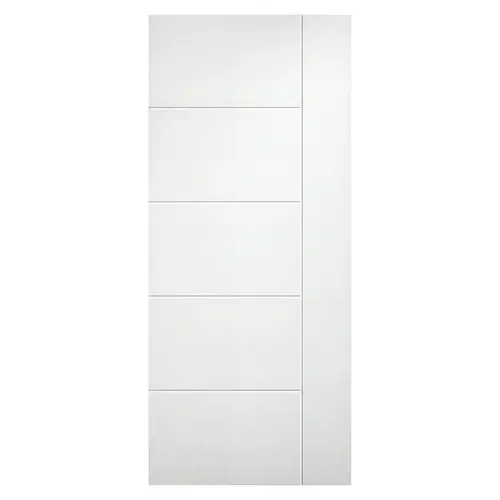 Euro Collection Grooved Flush Hollow Core Door Slab, 48" Width, 80" Height, 1-3/8" Depth, White Primed Finish, Raw Channe, 1 Slab