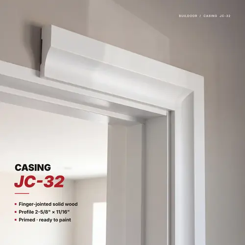 Concave-Sweep Profile Door and Window Casing, 2-5/8" Height, 11/16" Depth, 17 ft Length, White Finish, Sold Per Linear Foot, Supplied in 17 ft Lengths