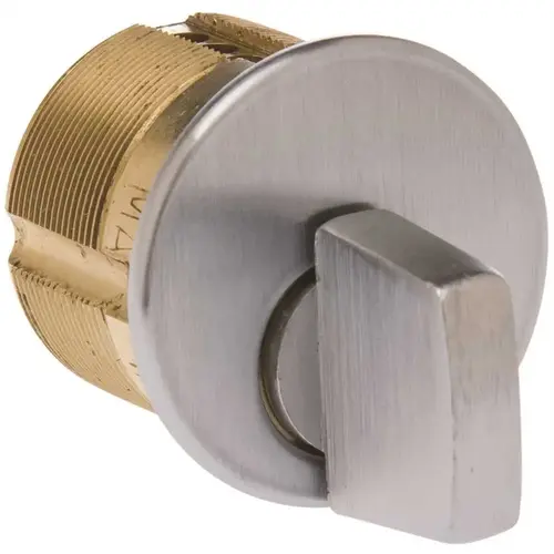 1-1/8" Turn Knob Mortise Cylinder with Standard Cam Satin Chrome Finish