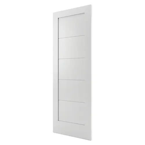 5-Panel Grooved Shaker Interior Door Slab, 28" Width, 96" Height, 1-3/4" Depth, White Primed Finish, 1 Slab