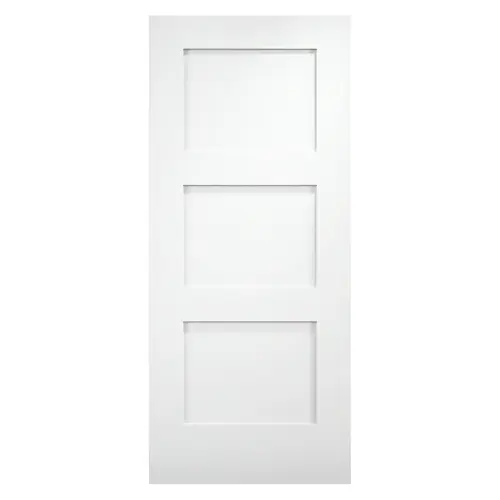 3-Panel Shaker Interior Door Slab, 28" Width, 80" Height, 1-3/8" Depth, White Primed Finish, 1 Slab