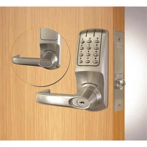 Brushed Steel Electronic Keypad Door Lever