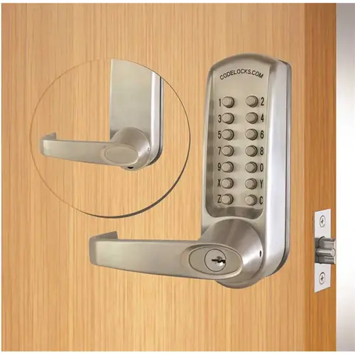 Brushed Steel Mechanical Keypad Door Lever